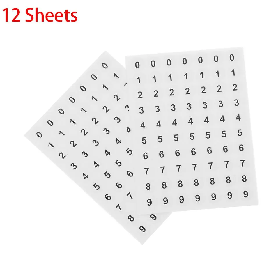 12 Sheets 0-9 Numbers Stickers Self Adhesive Scrapbooking Sticker Round Circle Labels Decoration Stickers Office School Supplies