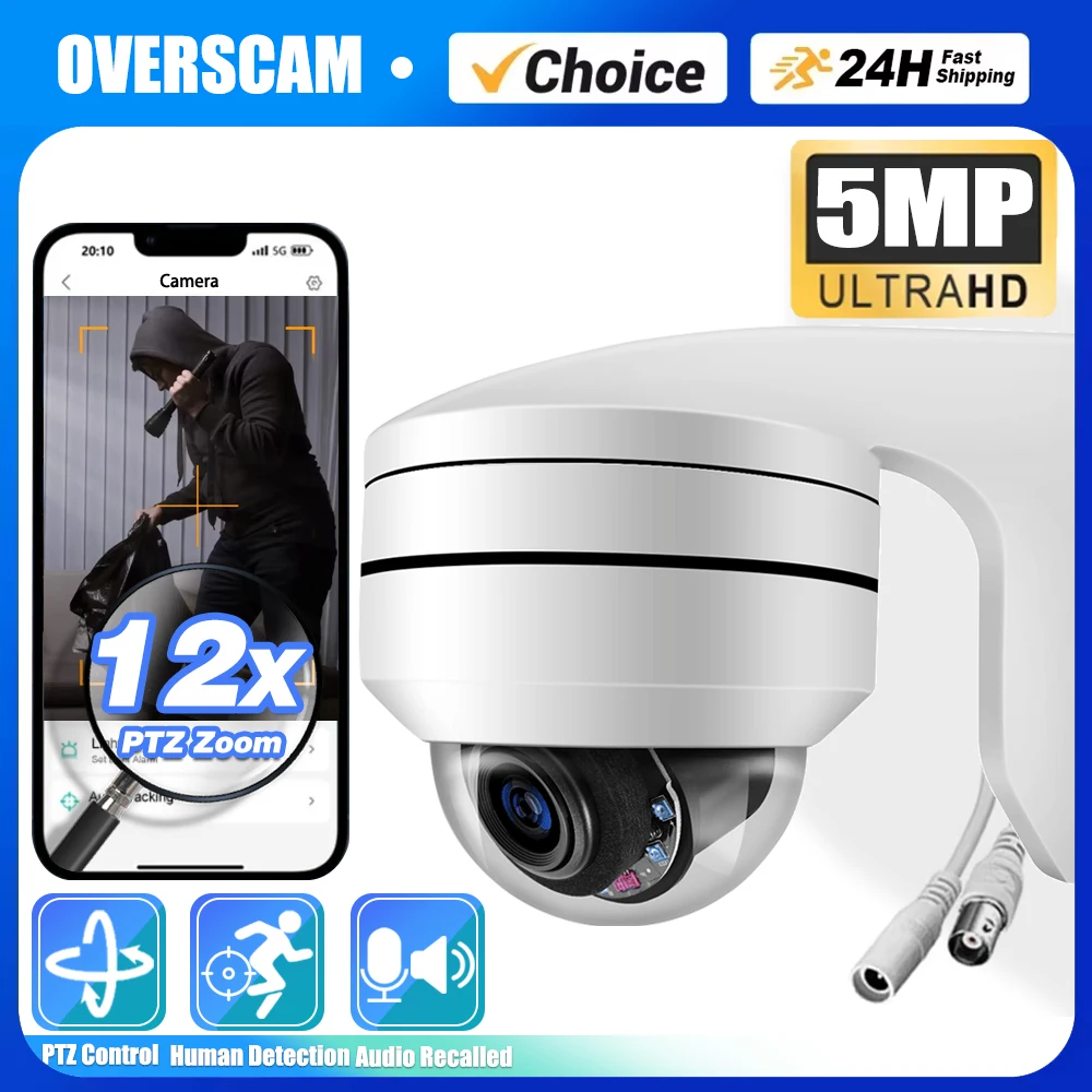 

5.0MP 5Mp 12X PTZ Zoom Outdoor Indoor Security PTZ Camera Hybrid 6-in-1 TVI/CVI/AHD/CVBS CCTV Camera Night Vision Weatherproof