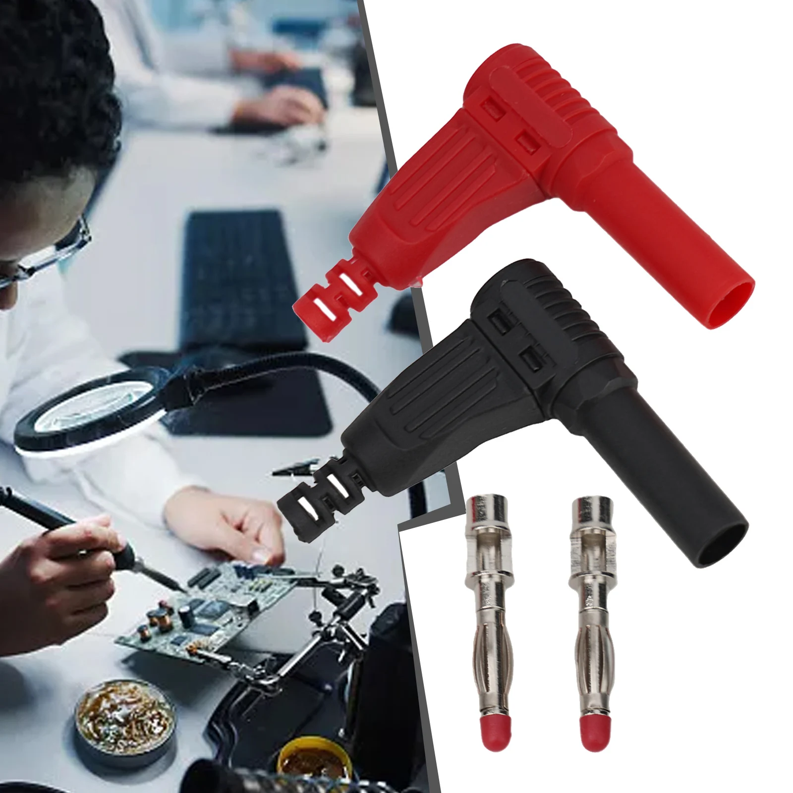 4mm Right Angle Banana Male Connector Red Insulated Wire Welded DIY For Multimeter Probe Accessories