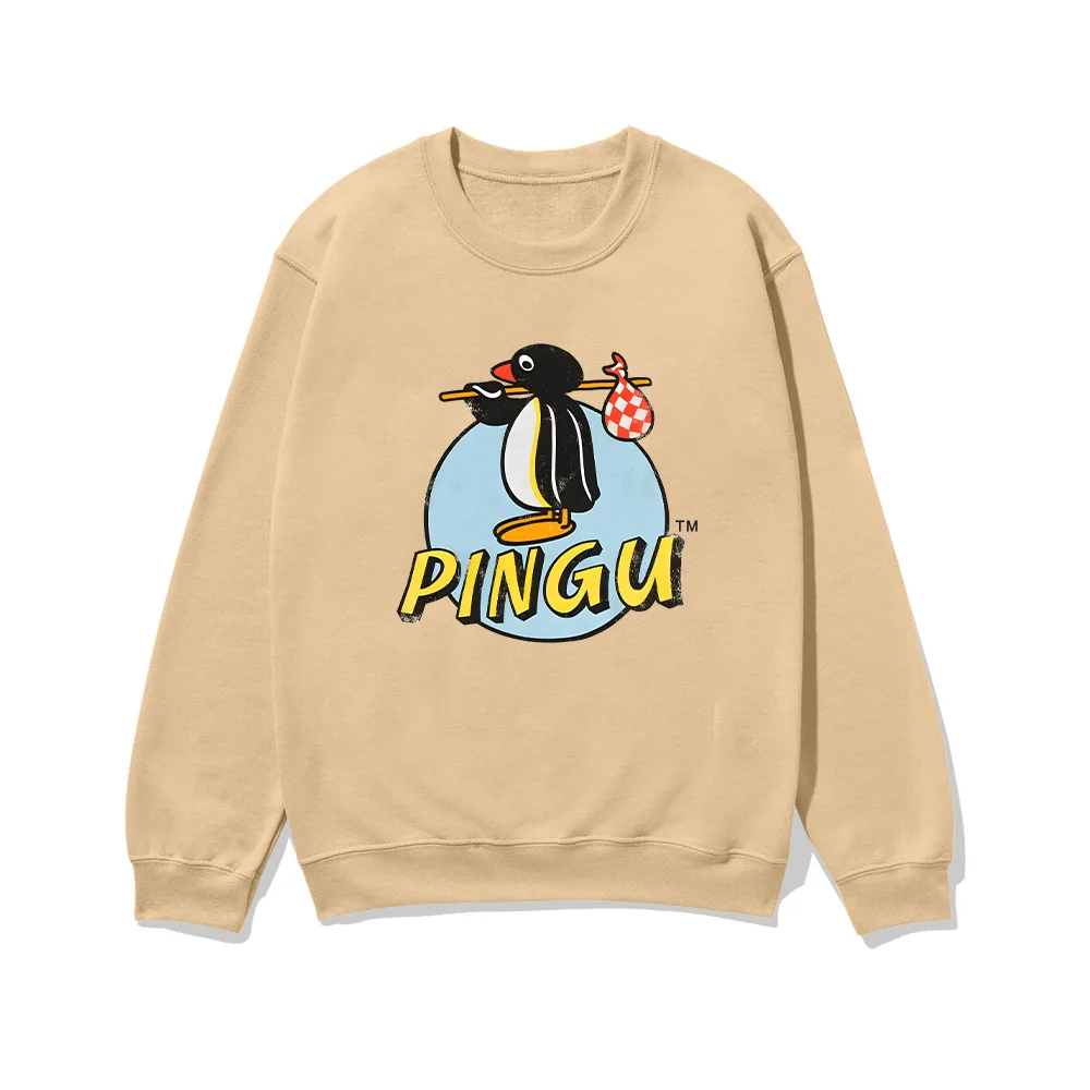

Свитер Pingu Classic с классическим логотипом, цвета индиго, с круглым вырезом и длинными рукавами, пуловеры в стиле Харадзюку, толстовки с мультяшным принтом, унисекс, одежда в стиле High Street