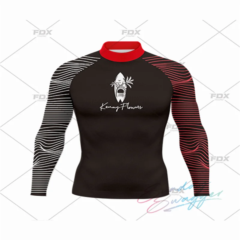 Kenny Flowers Men's Sunscreen Surfing Diving T-shirt Swimsuit Tight fitting Long sleeved UV Swimming Sunscreen Jellyfish Clothes
