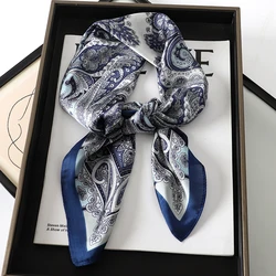 Fashion Paisley Print Luxury Brand Silk 70cm Square Scarf Women Satin Shawls Neckerchief Wrap Scarves Bandana Hair Hjiab Floral