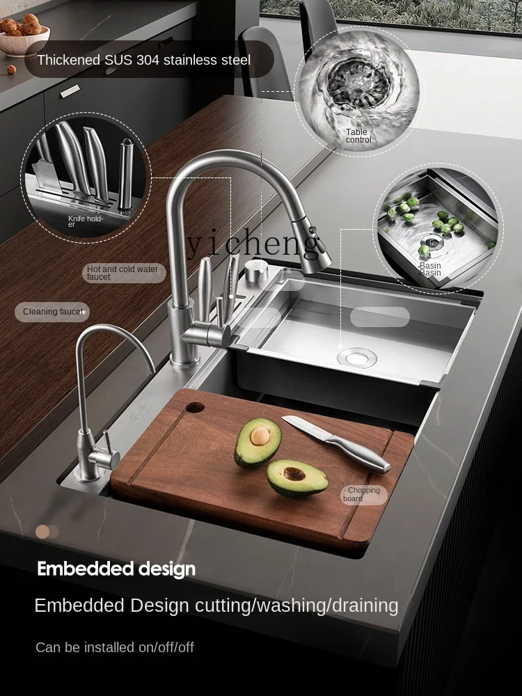 Yy304 Stainless Steel Sink Single Sink Drop-in Sink Kitchen Embedded Washing Basin