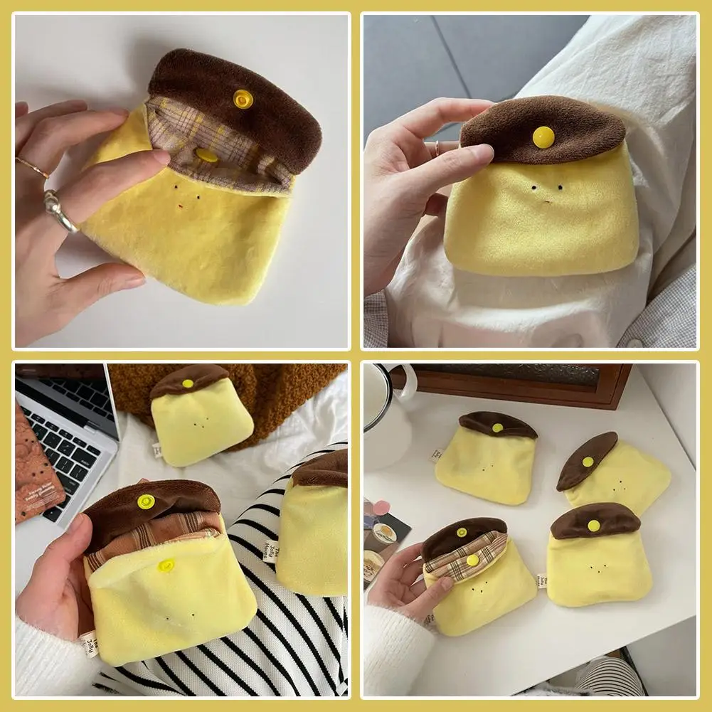 

Kawaii Caramel Pudding Coin Purse Mini Storage Bag Cute Bag Card Holder Earphone Plush Portable