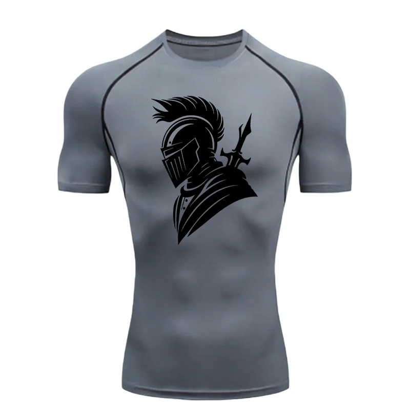 

Knight Pattern Abstract Design 2026 Men's Sports T-shirt Training Fitness Compression Rashgard Tops Short Sleeve T-Shirt