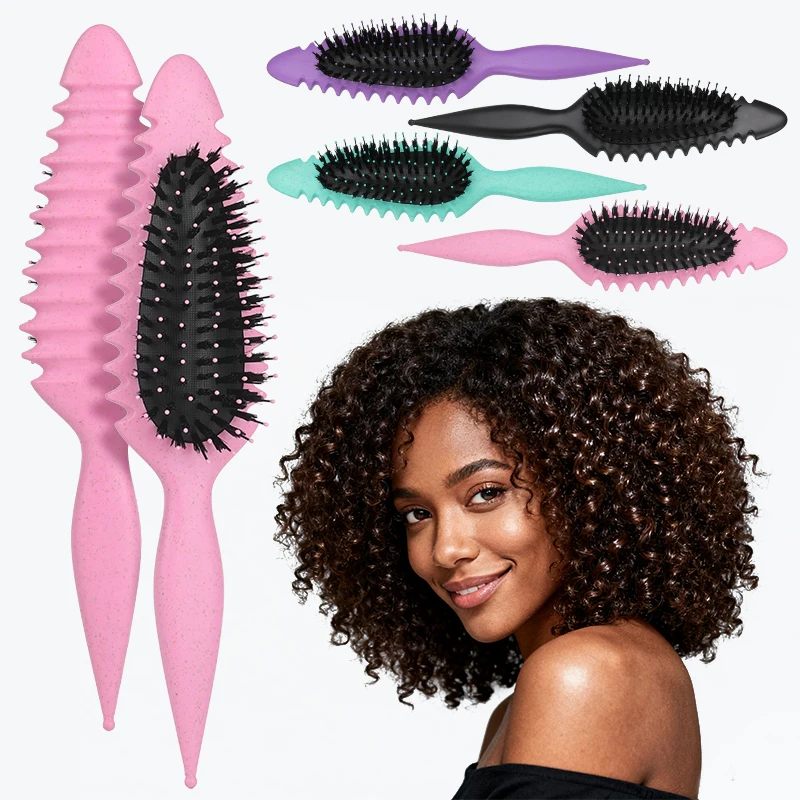 

Ergonomic Curling Comb Hair Styling Brush Curl Hair Brush for Combing and Shaping Men's and Women's Curls Reduce Pulling Tools
