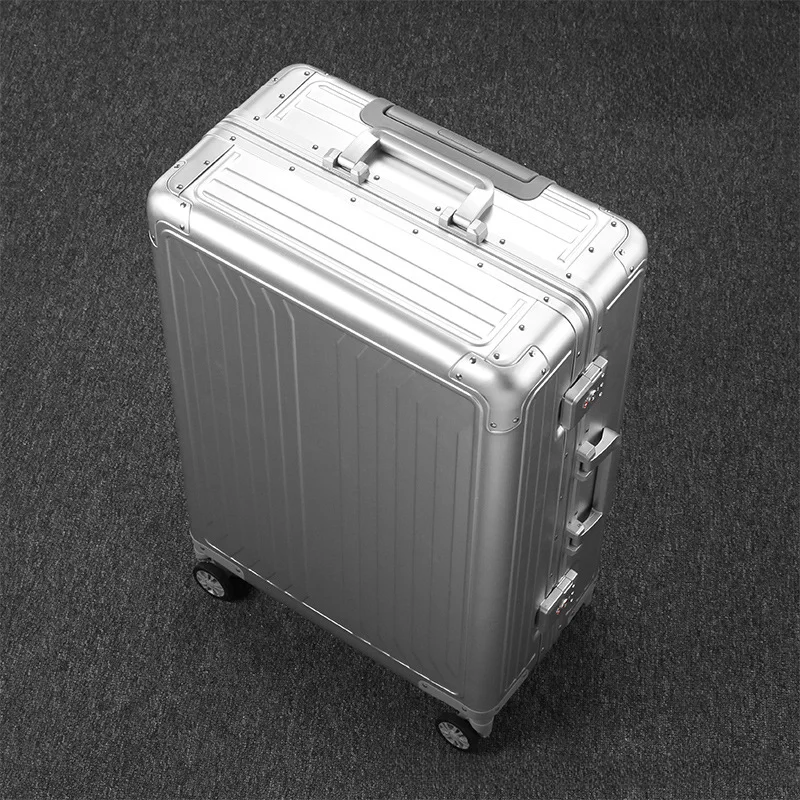 2025 All aluminum travel suitcase on wheels combination lock rolling luggage case Men's Business large size luggage Hand luggage