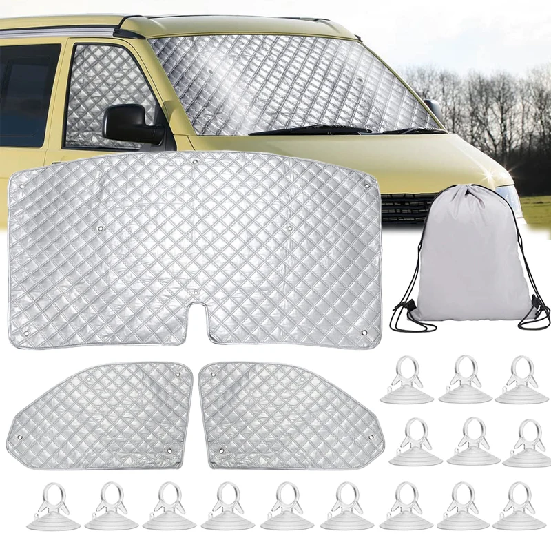 3PCS 자동차 차양 커버 앞 유리 차양 방수 보호대 VW T5 T6 자동차 외장 액세서리 앞 유리 커버