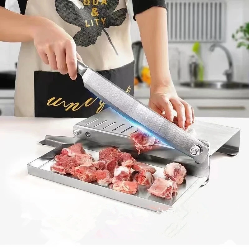 Food Cutter Slicing Machine Stainless Steel Beef Bacon Fish Household Cutting Machine Adjustable Slice Thickness Kitchen Tool