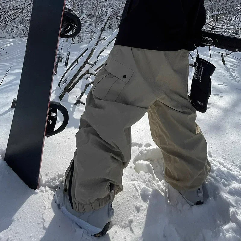 Skiing Pants New Men Women Snowboard Pants Elastic Waist Casual Solid Ski Clothing Baggy Loose High Street Snow Trousers Hip Hop