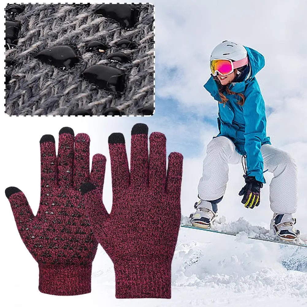 1 Paar Winter Warme Sms-Handschoenen Voor Dames Heren Gebreide Handschoenen Touchscreen Anti-Slip Thermische Zachte Voering Elastische Manchet Handschoenen W8v2