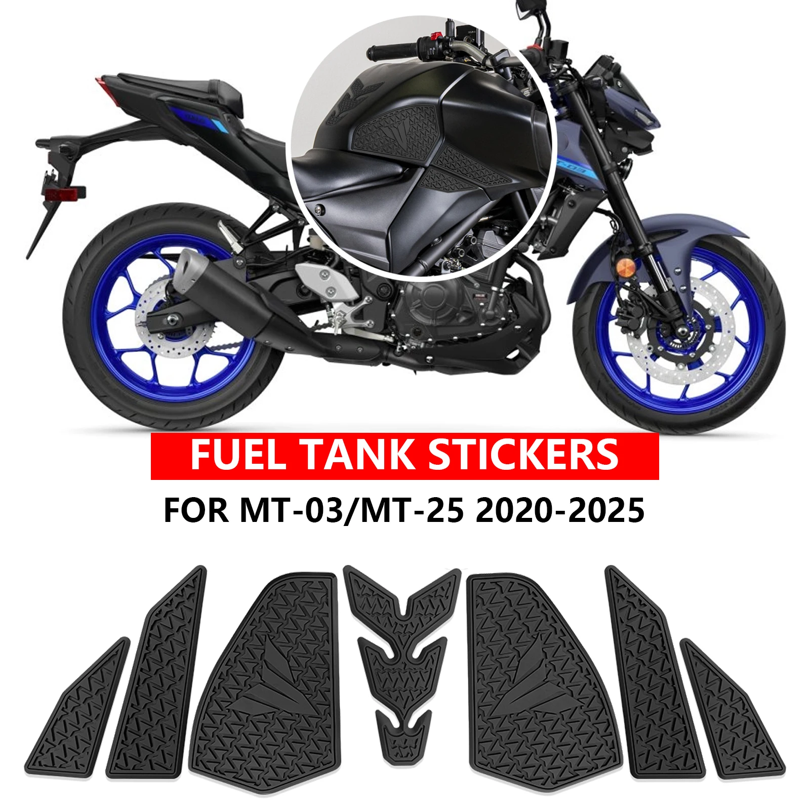For MT03 mt-03 MT25 mt-25 2020-2025 2024 2023 motorcycle fuel tank pad fuel tank traction pad anti-slip side fuel tank sticker