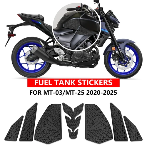 Para MT03 mt-03 MT25 mt-25 2020-2025 2024 2023 almohadilla de tanque de combustible de motocicleta almohadilla de tracción de tanque de combustible pegatina lateral antideslizante para tanque de combustible