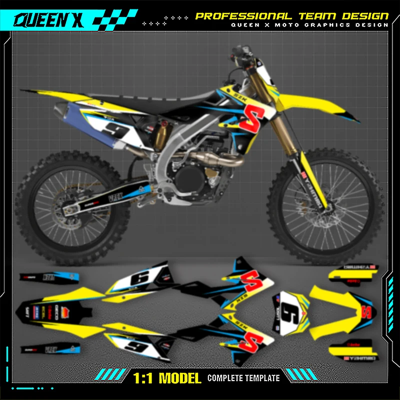 

QUEEN X MOTO Custom Team Motorcycle For SUZUKI RMZ450 2018 2019 2020 007 Graphics Background Decal Stickers Kit