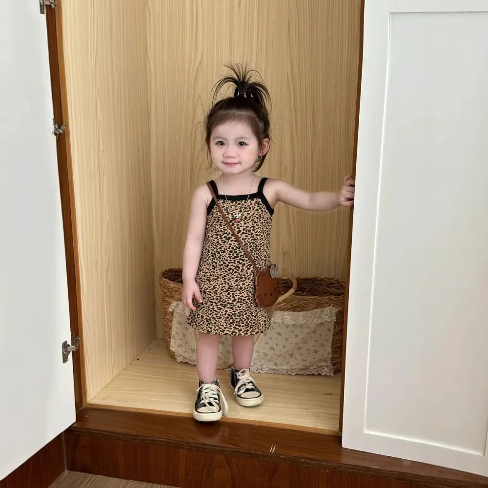 Girls Summer Dress New Leopard Print Tank Dress for Baby Cute Sleeveless Sundress for Toddlers