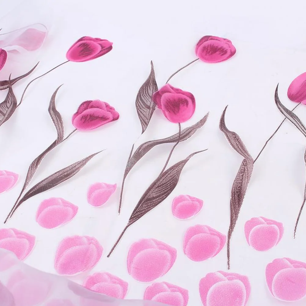 

100x200cm Window Sheer Tulip Flower Curtains Transparent Voile Screen Door Scarf Floral Tulle Drapes for Home Bedroom