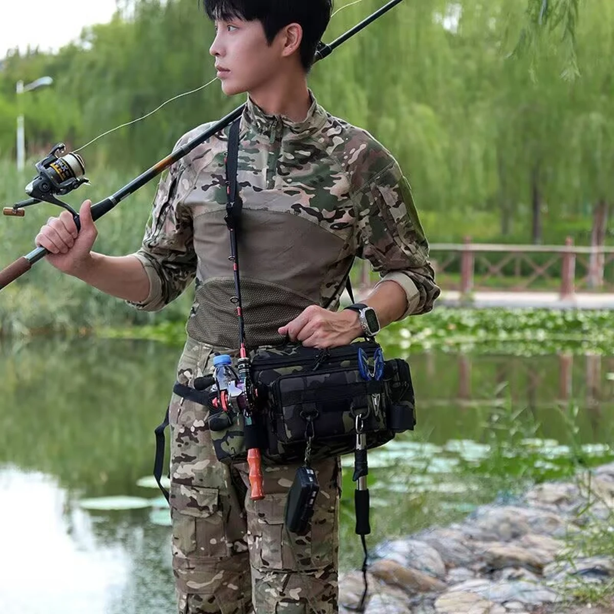 

Fishing Tackle Bags Multifunctional Shoulder Bag High Capacity 600D Oxford Cloth Outdoor Cycling Backpack Camping Picnic Bag