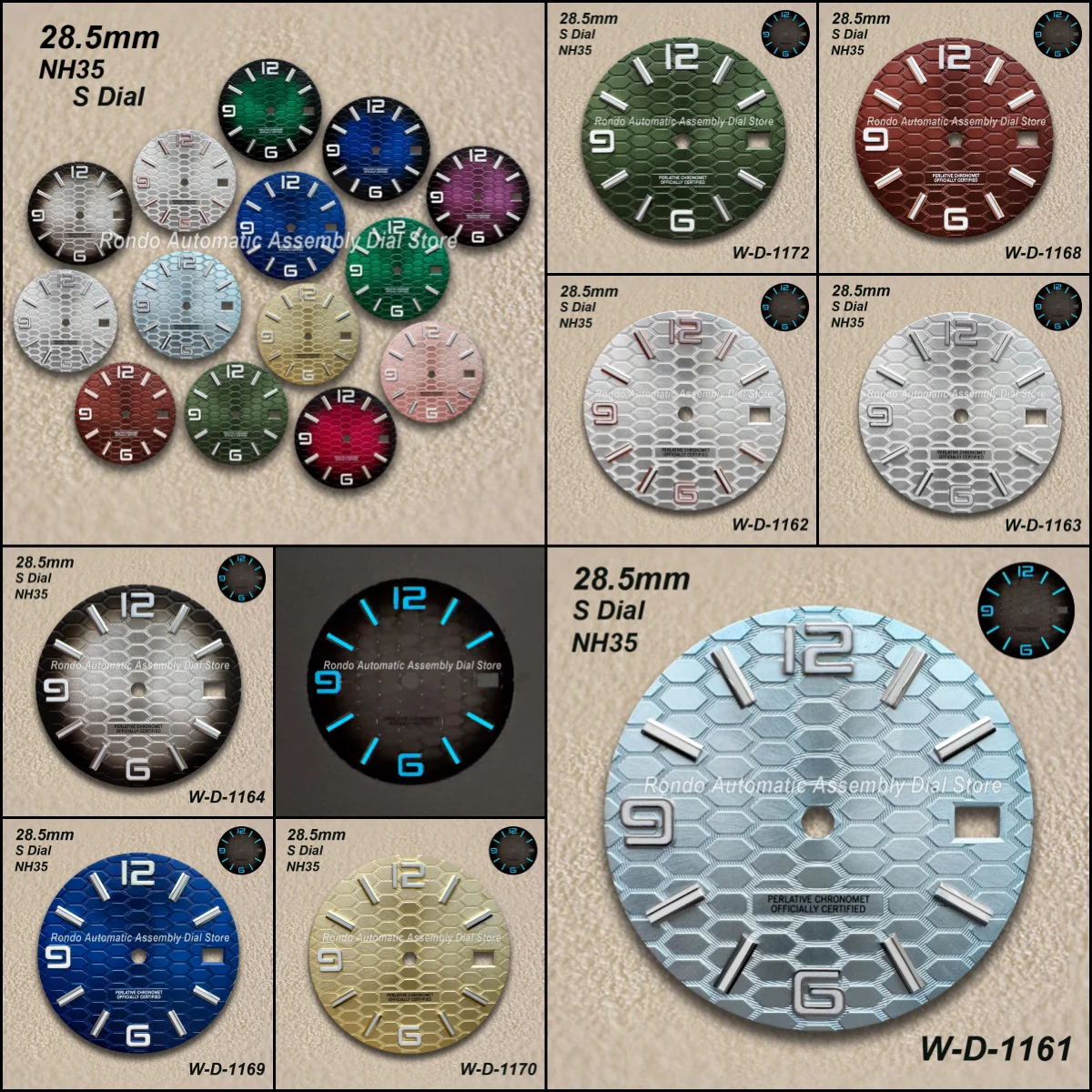 

28.5mm S Logo High-Quality Diving Dial Fit NH35 Japanese Movement Ice Blue LuminousWatch Modification Accessories