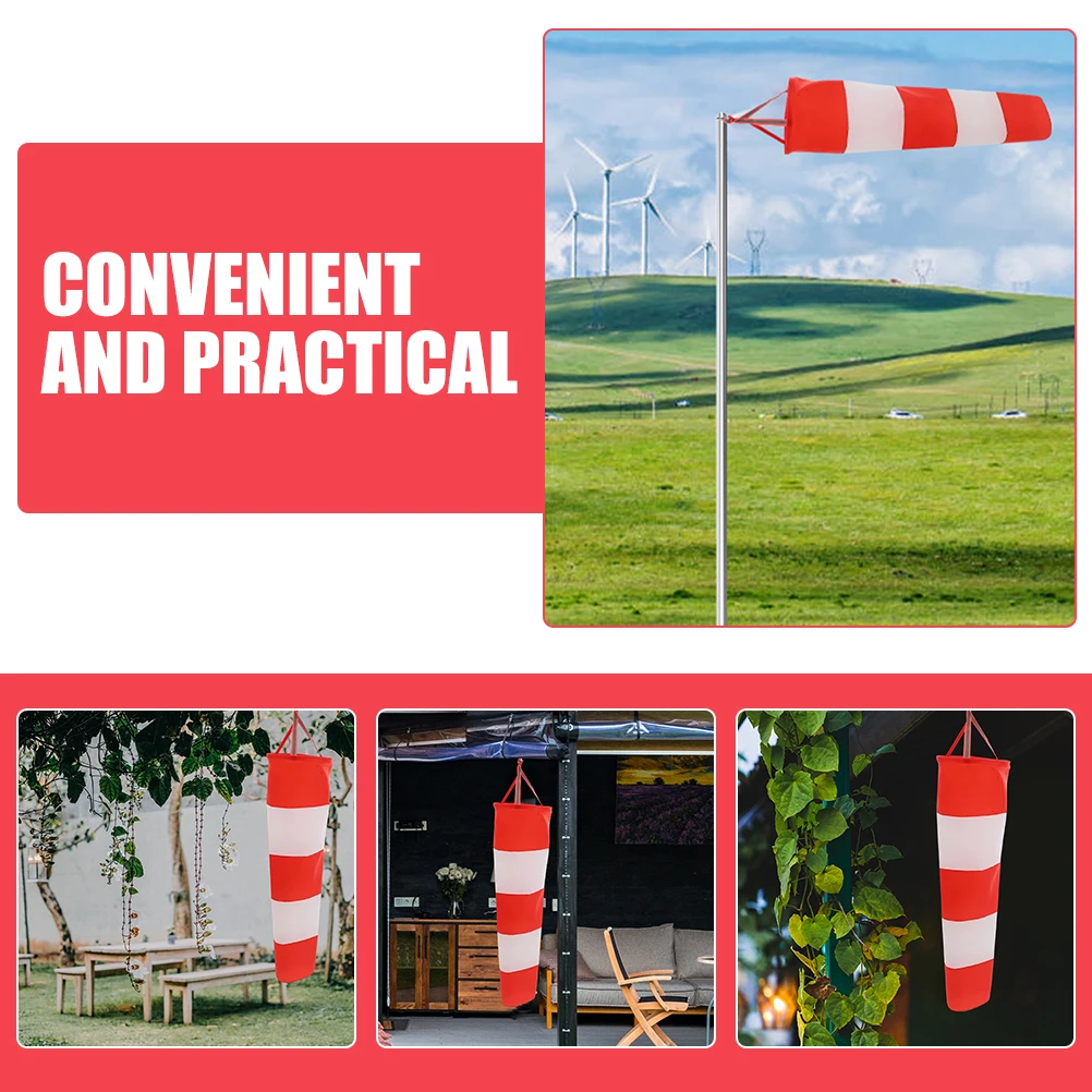 

2pcs Waterproof Warning Flags 80cm White Wind Direction Indicators Heavy Duty Windsocks Outdoor Oxford Cloth Durable