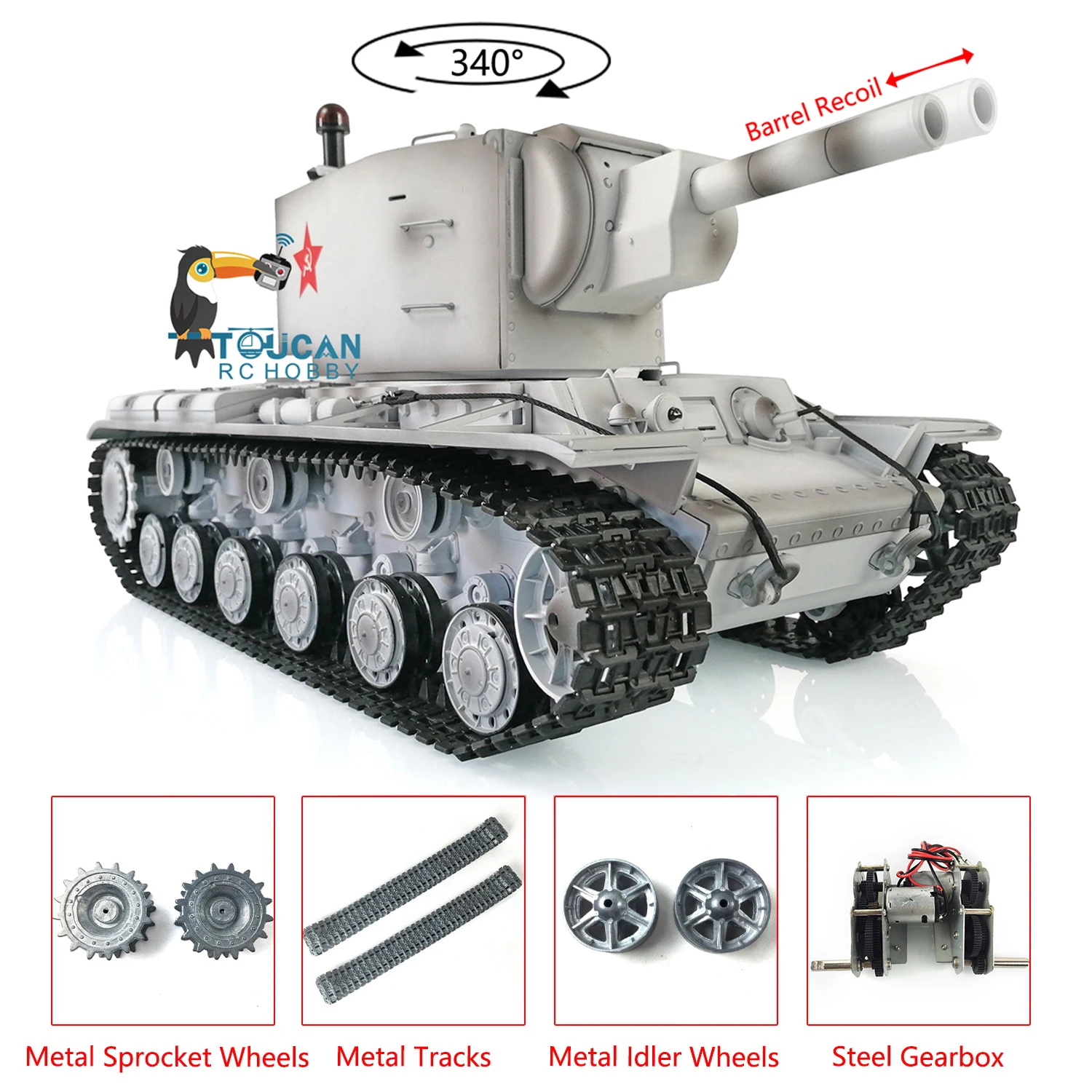 Henglong 1/16 Upgraded 7.0 Soviet KV-2 RTR Metal Tracks RC Tank Gigant 3949 With Infrared Combat System BB pellets Model Toy