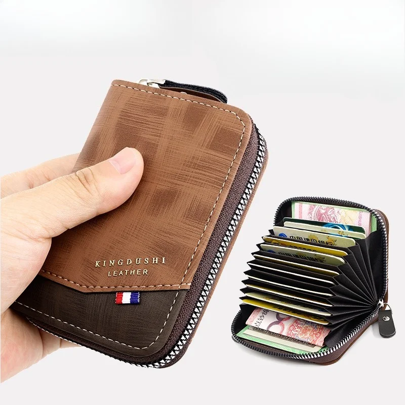 Men's Wallet Card Holder New Design Multiple Card Slots PU Leather Large Capacity Card Case
