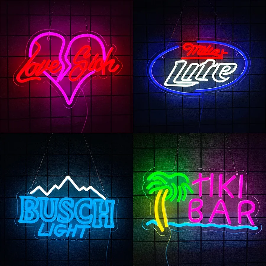 

Used For Decor Of Rooms, Bars, Clubs, Holiday Parties And Man Caves，Neon Sign With Bar Theme, Letters And Coconut Tree Icons
