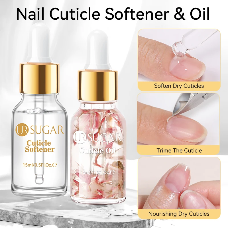 UR SUGAR 15ml キューティクルリムーバー＆キューティクルオイル リペアネイルケア マニキュア ネイルトリートメント ネイルエッジ用 死んだ皮膚除去プッシャー