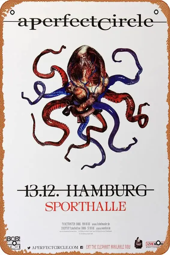 A Perfect Circle - Eat The Elefant, Hamburg 2018 - Konzertplakat Plaque Poster Metal Tin Sign ; Vintage Retro Wall Decor