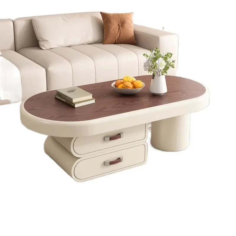 

Living room home, small apartment coffee table, simple oval Internet celebrity art storage tea table