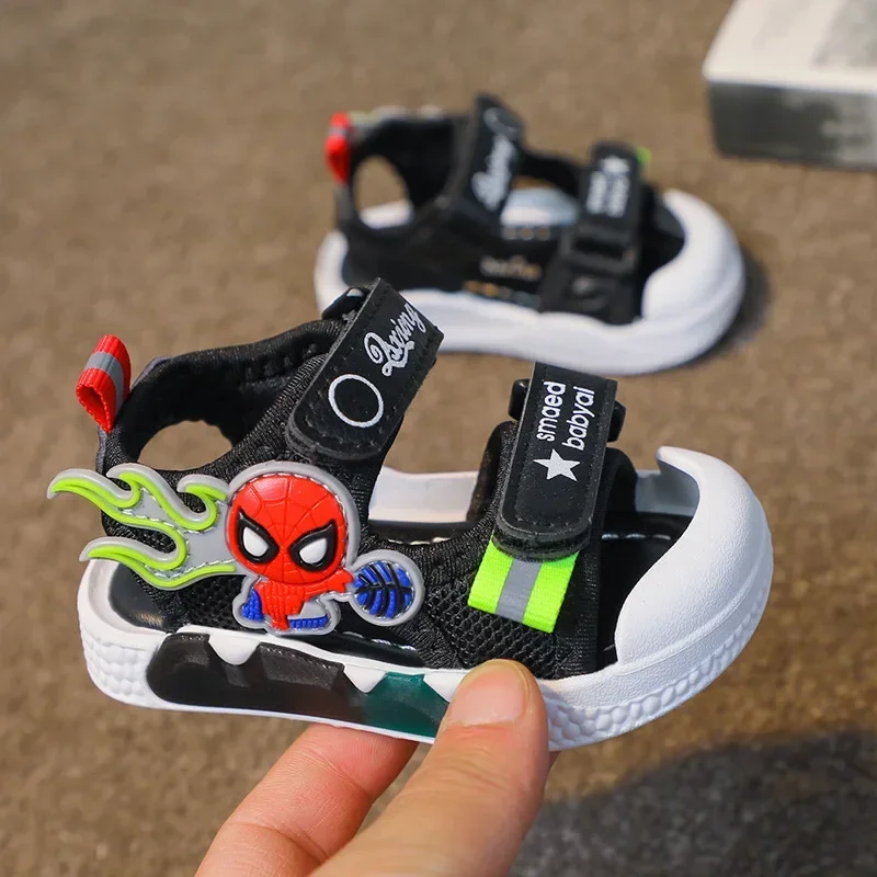 Disney Breathable Sport Sandals Summer Cartoon Spiderman Sandals for Boys Casual Beach Shoe Cute Soft Sole Kids Shoes