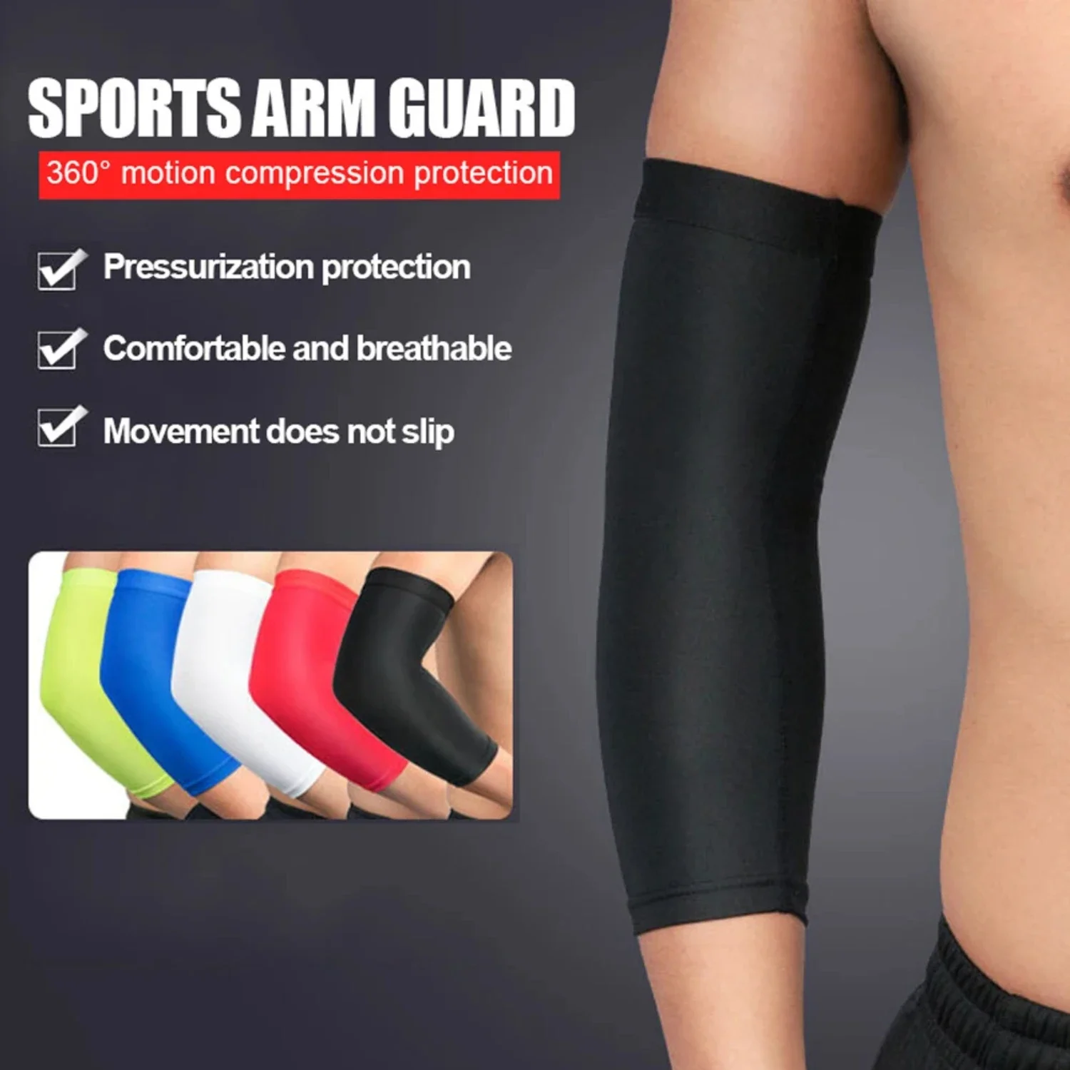 Breathable Arm Support Sleeve Sun UV Protection Basketball Running Fitness Armguards Sports Compress Elbow Pads  Men Women