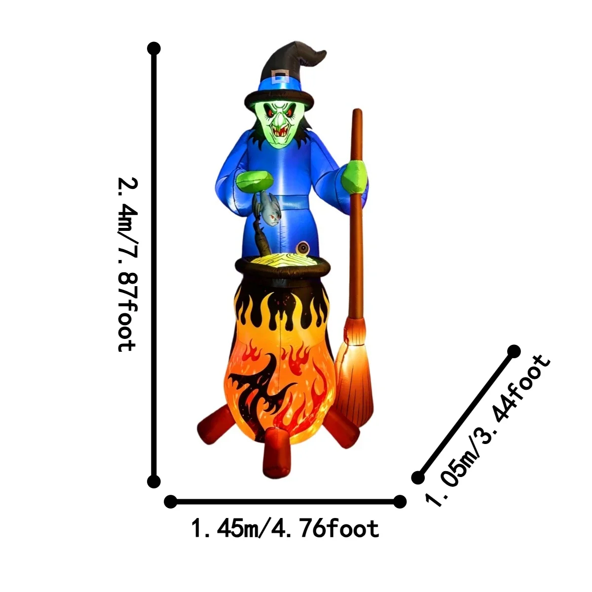 Halloween Witch With Magic Cauldron Outdoor Holiday Decorations LED Inflatable Model For Backyard Garden Halloween Party Decor