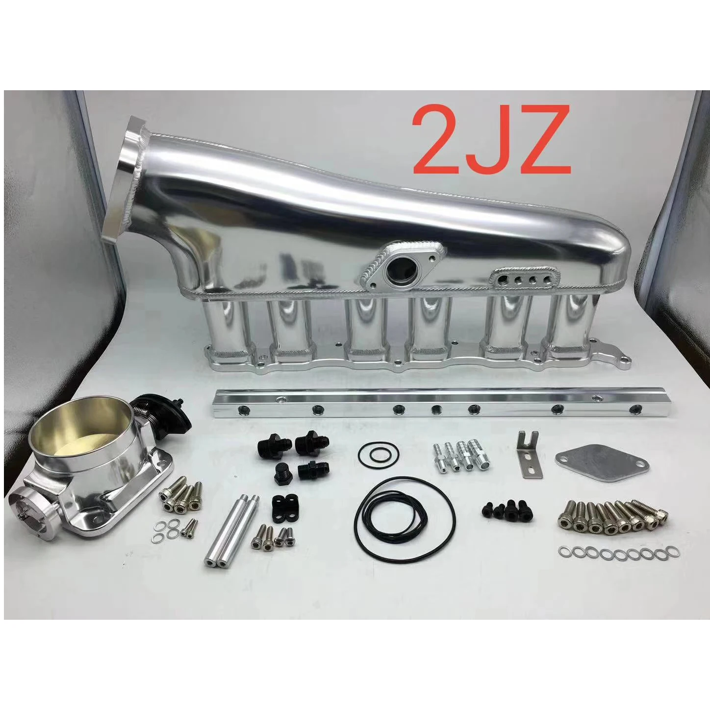 

Black Silver Aluminum Billet Intake Manifold For Toyota 2JZ GE Intake Manifold With Throttle Body And Fuel Rail