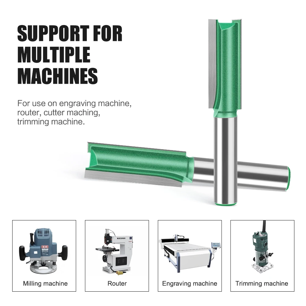 1pc 8mm Shank 3-25mm Double Blade Straight Router Bit Slotting Cutter Tungsten Steel Trimming Machine Cutter Woodworking Tools