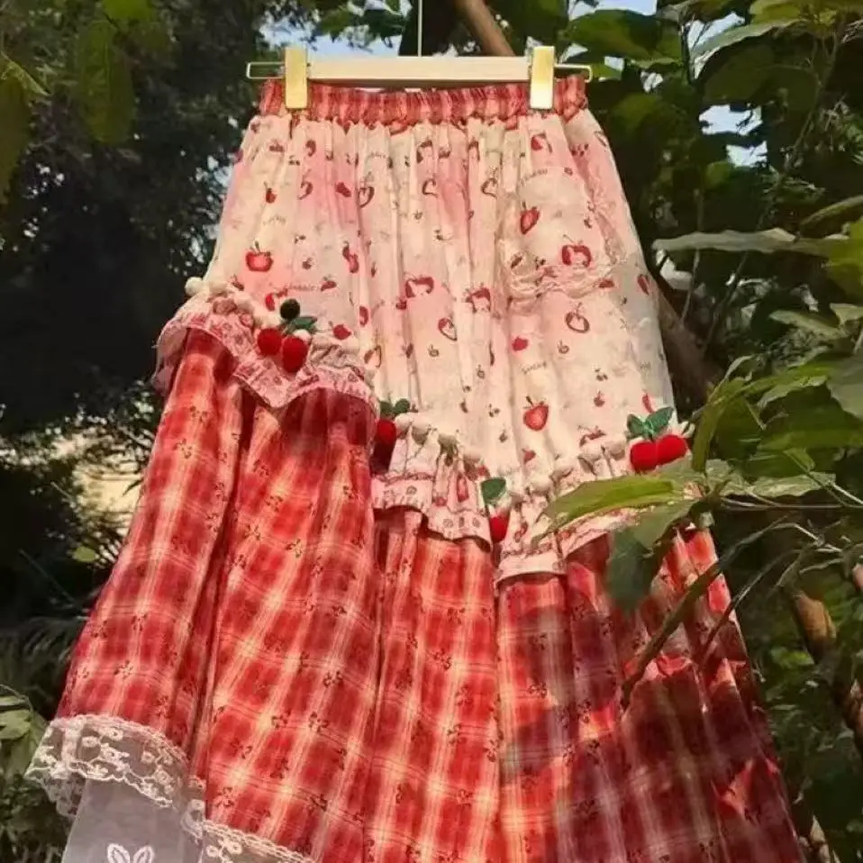 New In 2026 Irregular Summer Autumn Patchwork Long Skirt For Women's 2026 Fashion Mid Length Sweet Skirts Woman Clothes