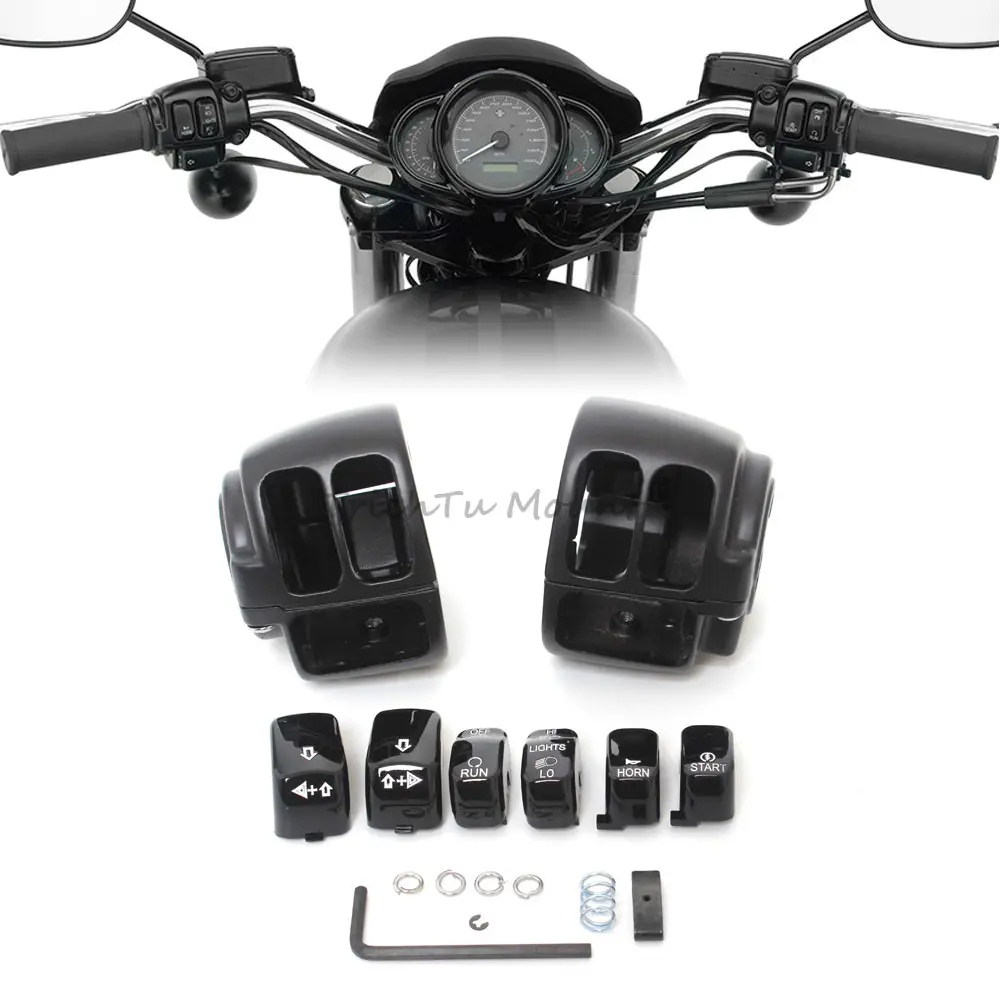 

Motorcycle Handlebar Switch Housing Cover Switch Cap Button For Harley Sportster 883 1200 Touring Glide Road King Dyna Softail