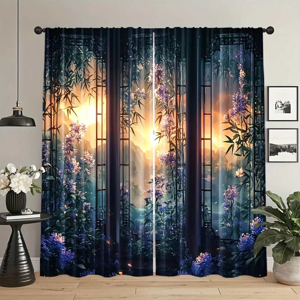 

Window Panes and Light Shadows Print Drapes Room Darkening Window Curtains for Home Decor,Rod Pocket Blackout Curtains Bedroom