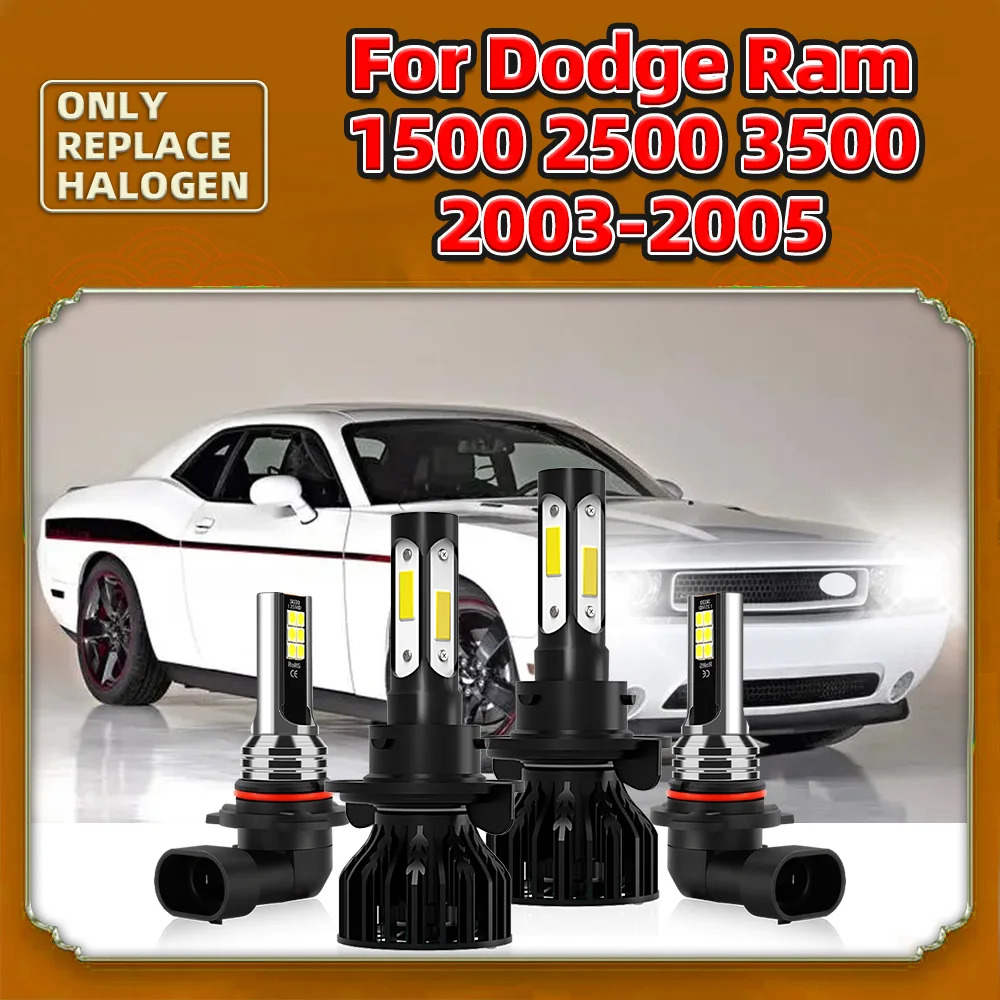 Wireless 9145 Fog Lamps 6000K + H13 Hi-Lo 360° Car Headlight Bulbs 90W Turbo 12000LM For Dodge Ram 1500 2500 3500 2003 2004 2005