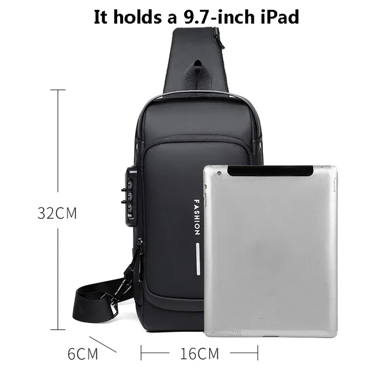 Travel Sling Chest Bags Pack Messenger Pack for Male Men\'s Multifunction Anti-theft USB Shoulder Bag Man Crossbody Cross Body