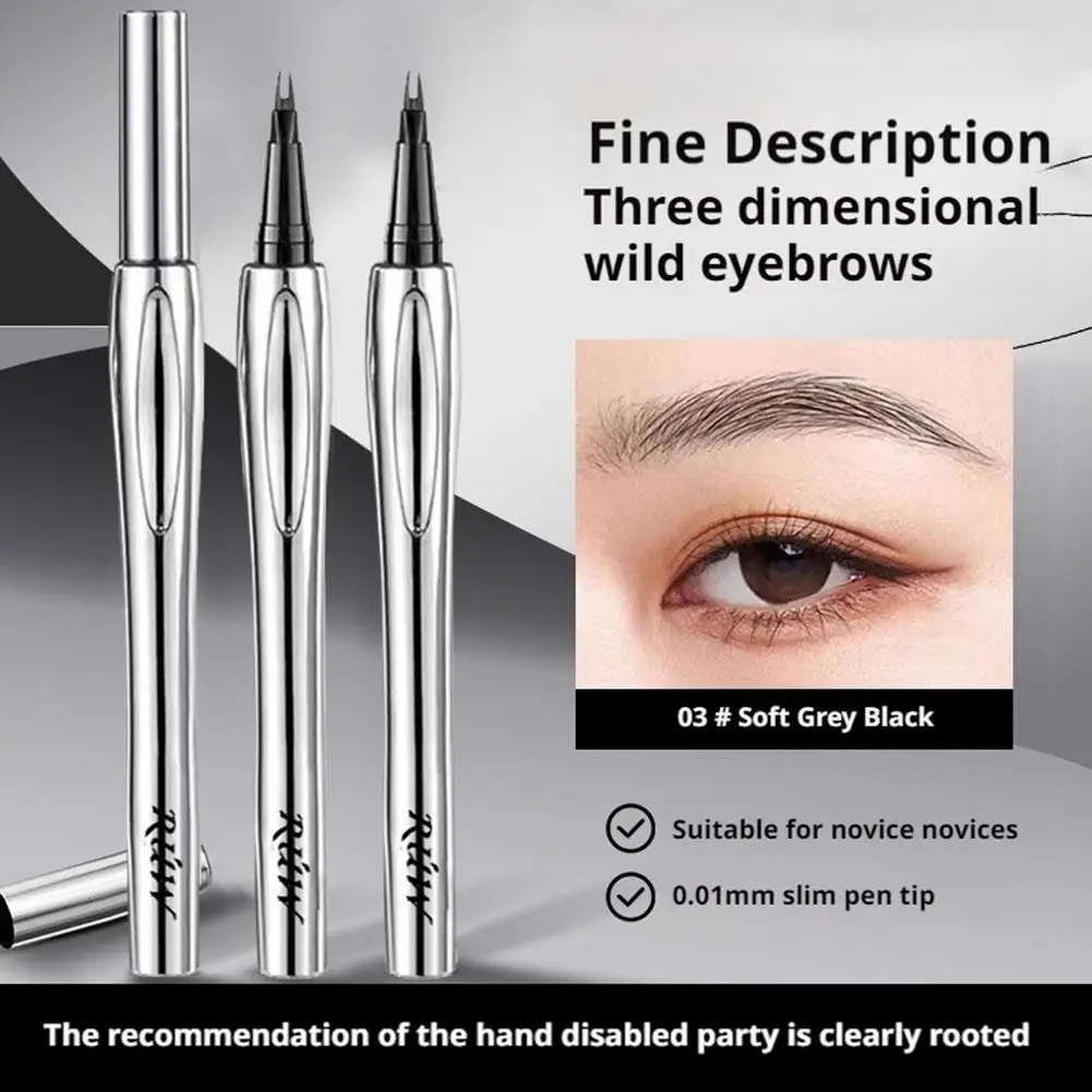Stylo à sourcils à deux dents, crayon à sourcils étanche à deux dents pour femmes, traits naturels longue durée, maquillage pour les yeux à porter toute la journée