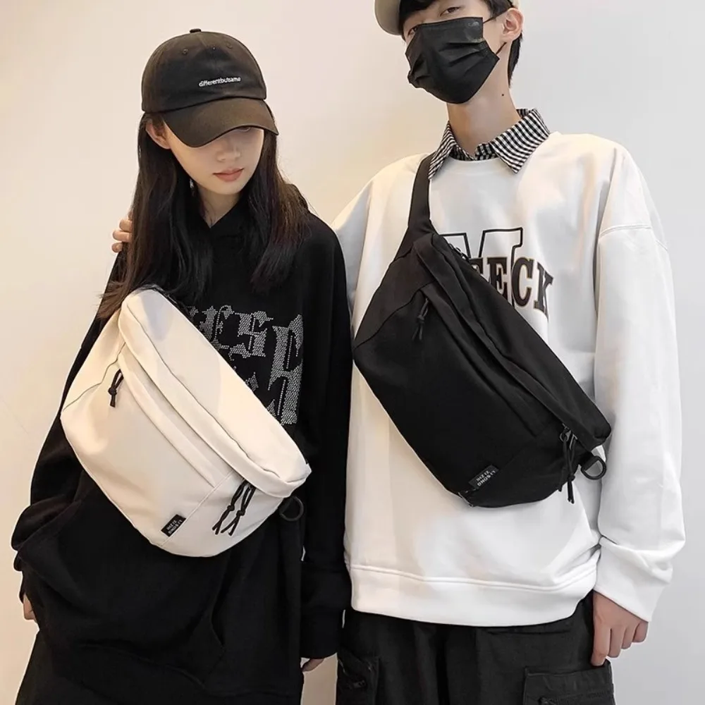 Fashion Large Capacity Crossbody Bag Belt Pouch Nylon Travel Hip Bag Solid Color Casual Sport Purses Pocket Couple Young Student