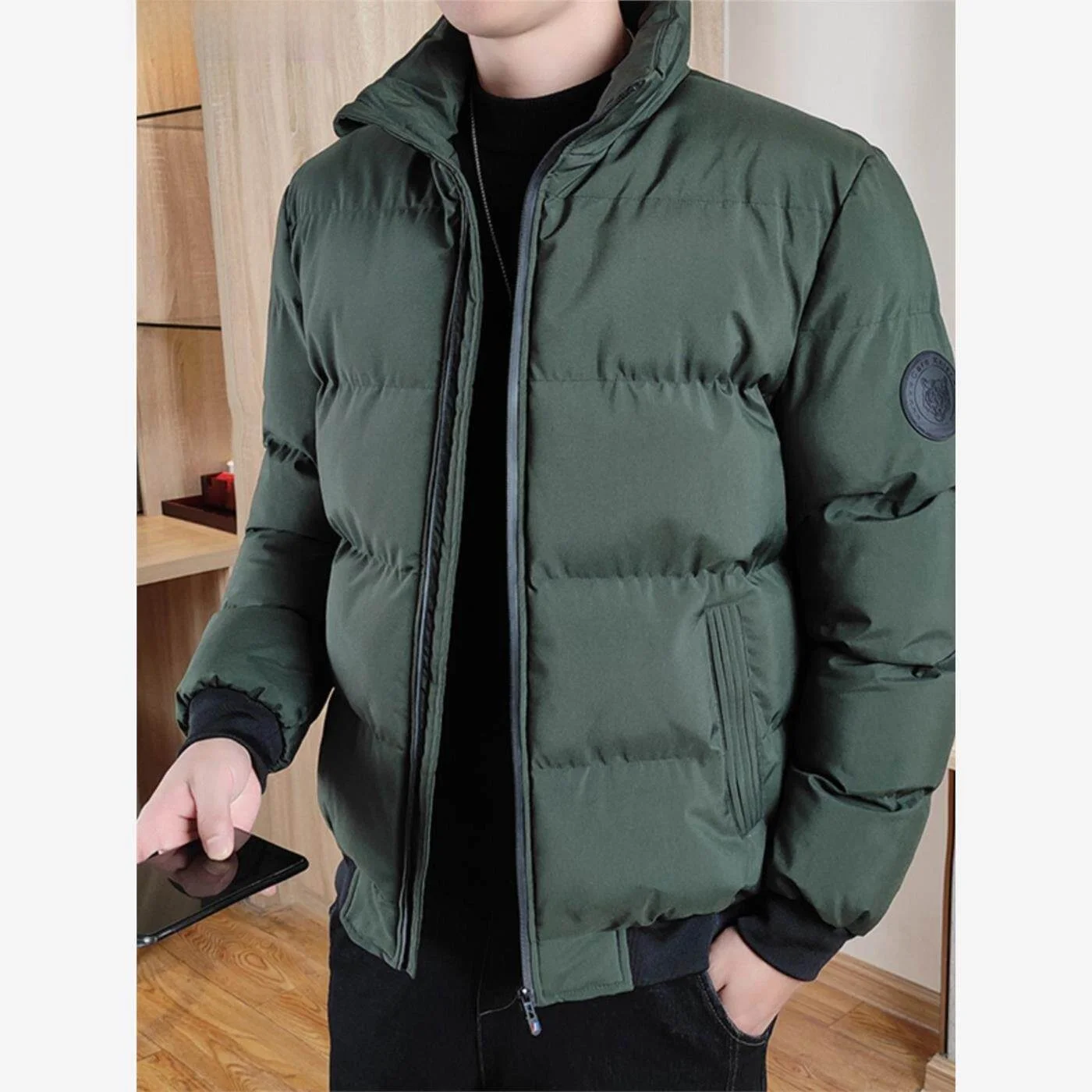 

Men's Winter Thiened Warm Casual down Cotton Jaet Stand Collar Slim Fit Cold Proof Trendy Coat Outerwear Knot