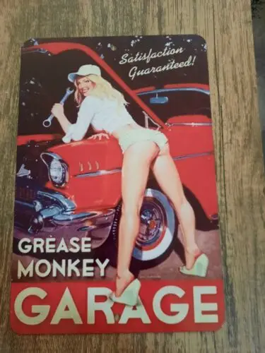 Grease Monkey Garage Satisfaction Guaranteed 8x12 Metal Wall Sign