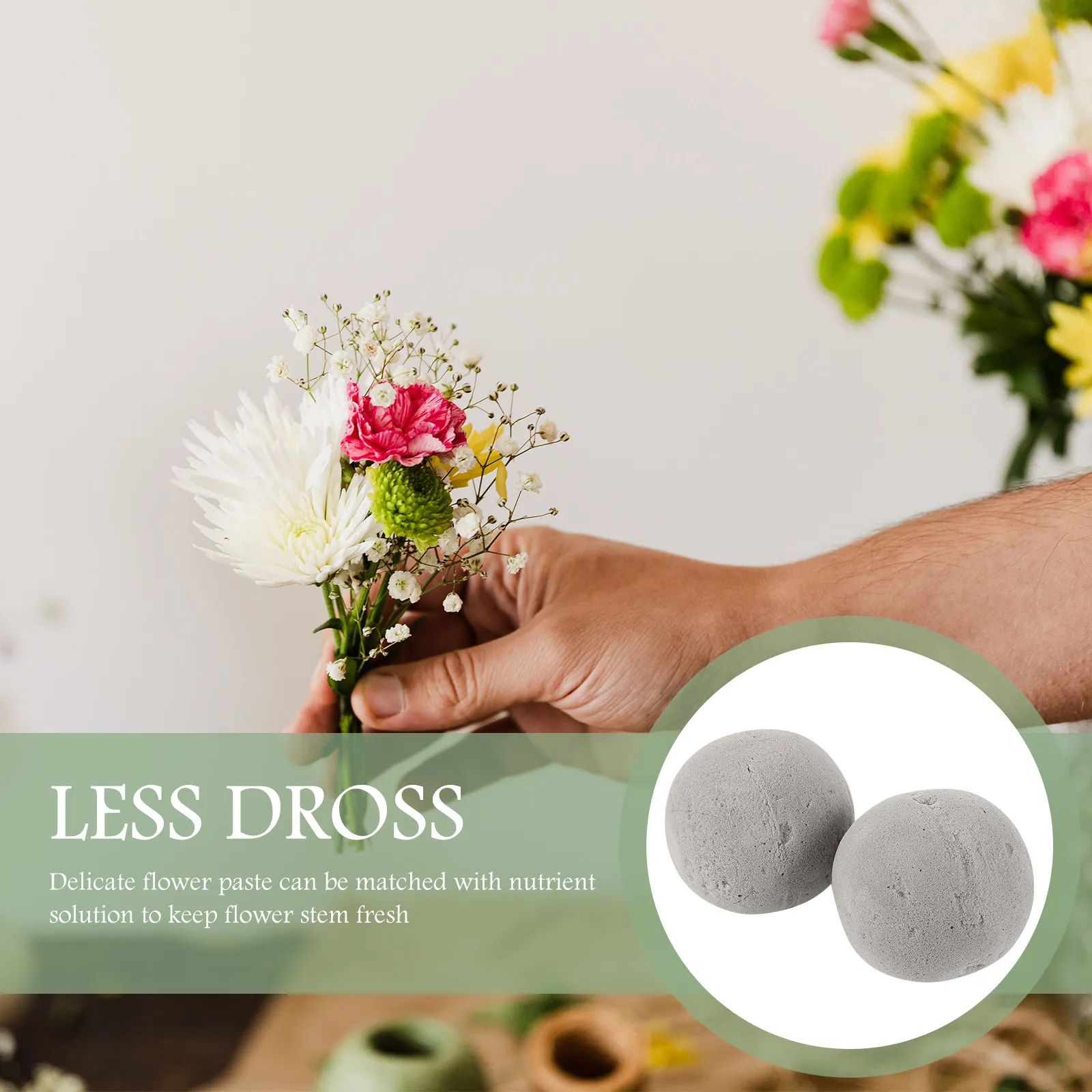 

2Pcs Artificial Floral Ball Arrangement Foam Spheres Gardening Supplies Floral Foam for Flower Arranging Home Decoration
