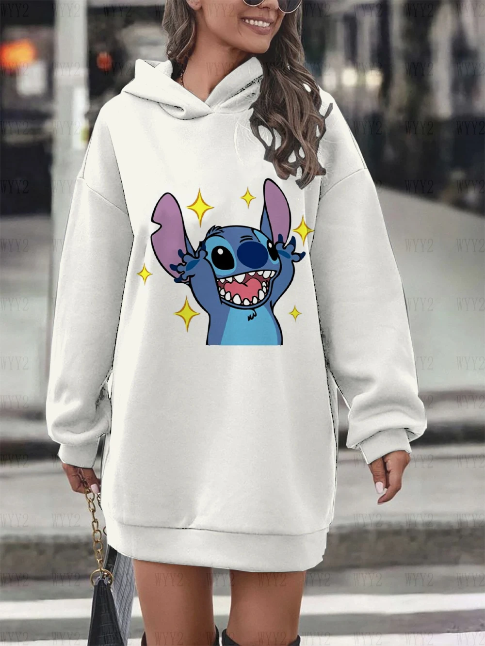 Nouveau sweat à capuche Disney Stitch 205. Robe décontractée, à la mode, imprimée. Kawaii, sweat-shirt simple et chaleureux.