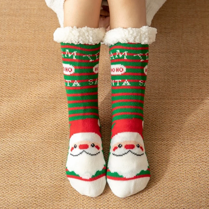 

Fluffy Christmas Socks Women Fuzzy Thermal Winter Plush Soft Slip Non Grip Home Short penguin Floor Slippers Comfy Sock Female