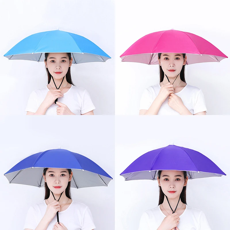 Fishing Umbrella Hat Folding Umbrella Cap Men Women Camping Fishing Hiking Adjustable Outdoor Rain Sun Protection Umbrella Hat