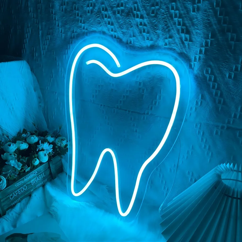 Imagem -02 - Dentes Neon Light Sign para Decoração do Quarto em Casa Luzes Personalizadas Led Night Wall Decor Dental Clinic Billboard Presente Infantil