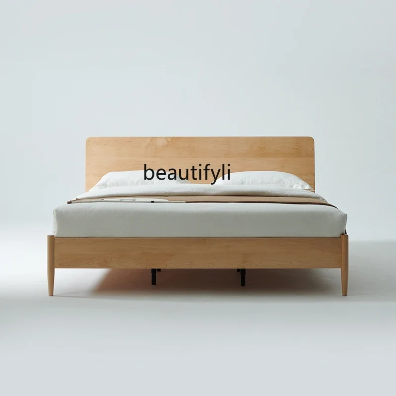

ssK178 Solid wood bed Black walnut cherry Nordic style log 1.8 double bed