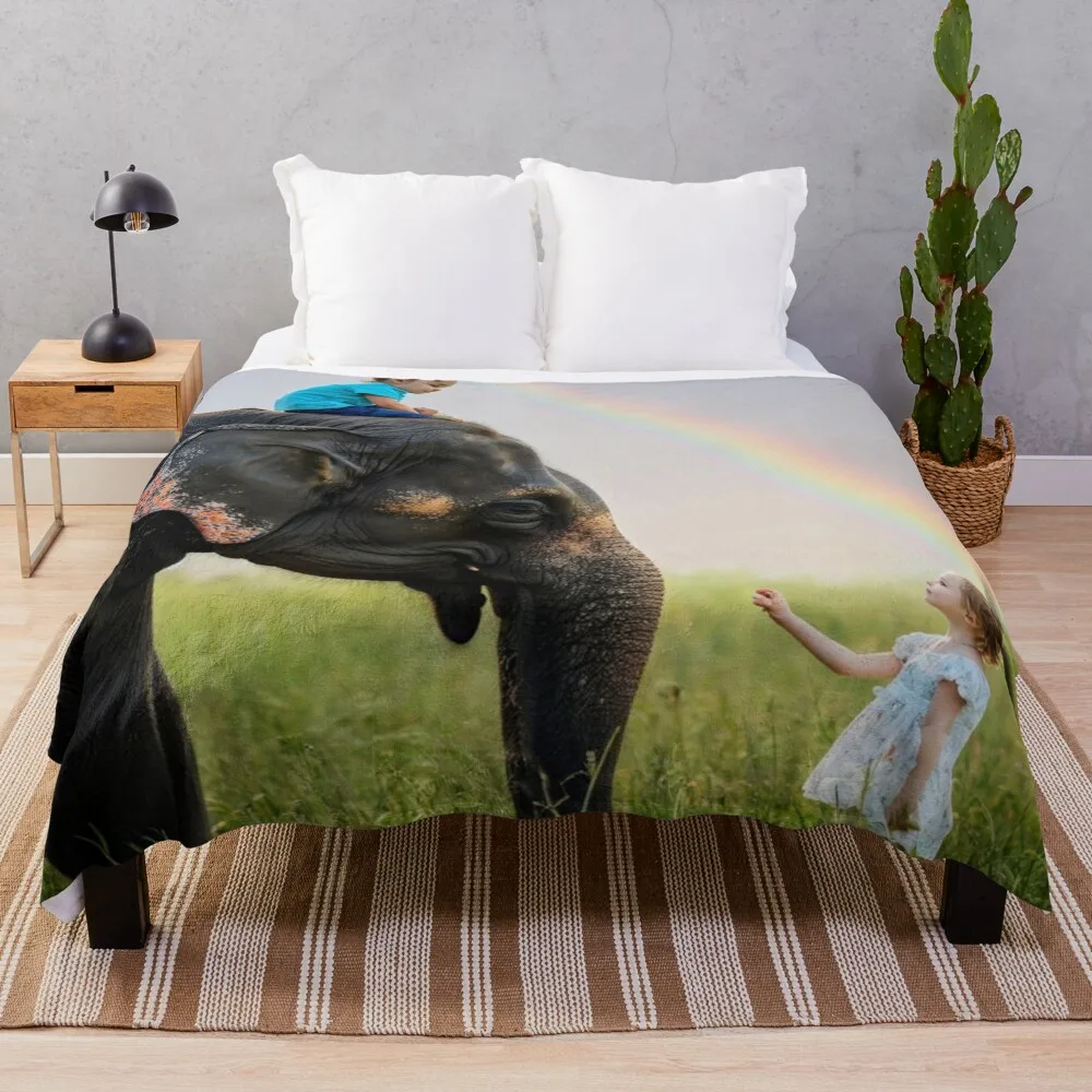 El elefante y el ni?o Throw Blanket Blankets Sofas Of Decoration Loose Plaid on the sofa Blankets